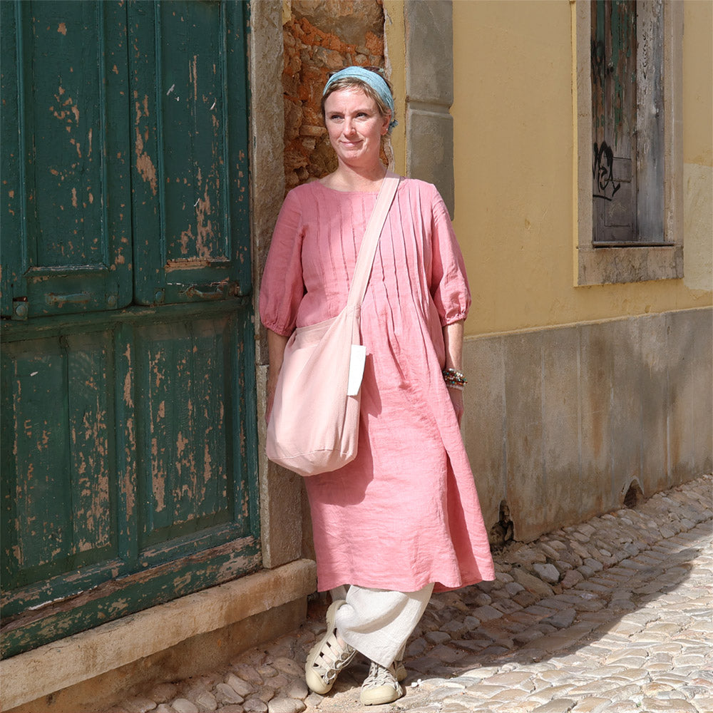rosa kjole i hør