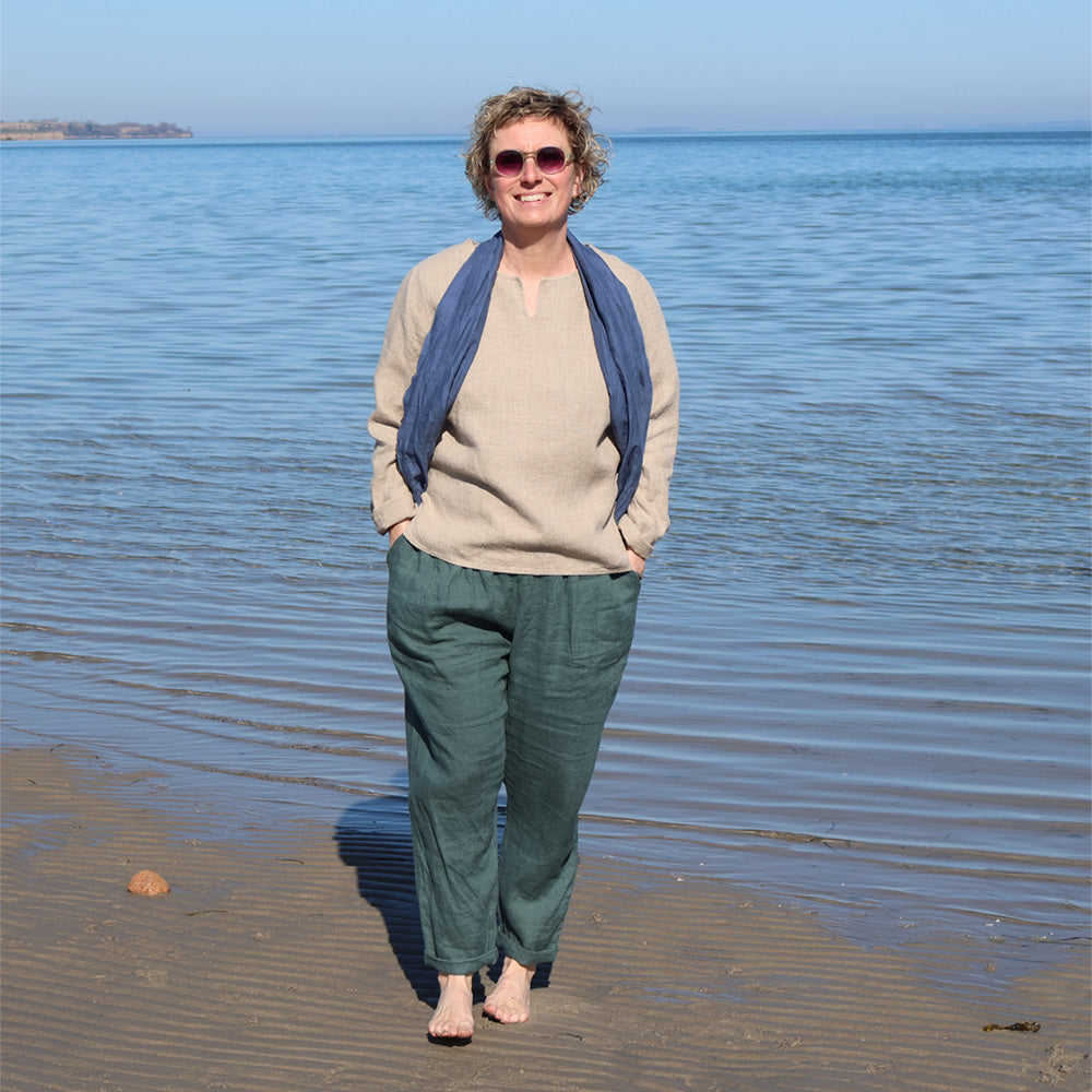 hørbluse dame sand