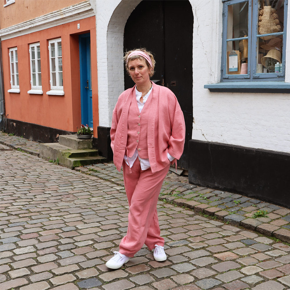 lyserød hør jakke