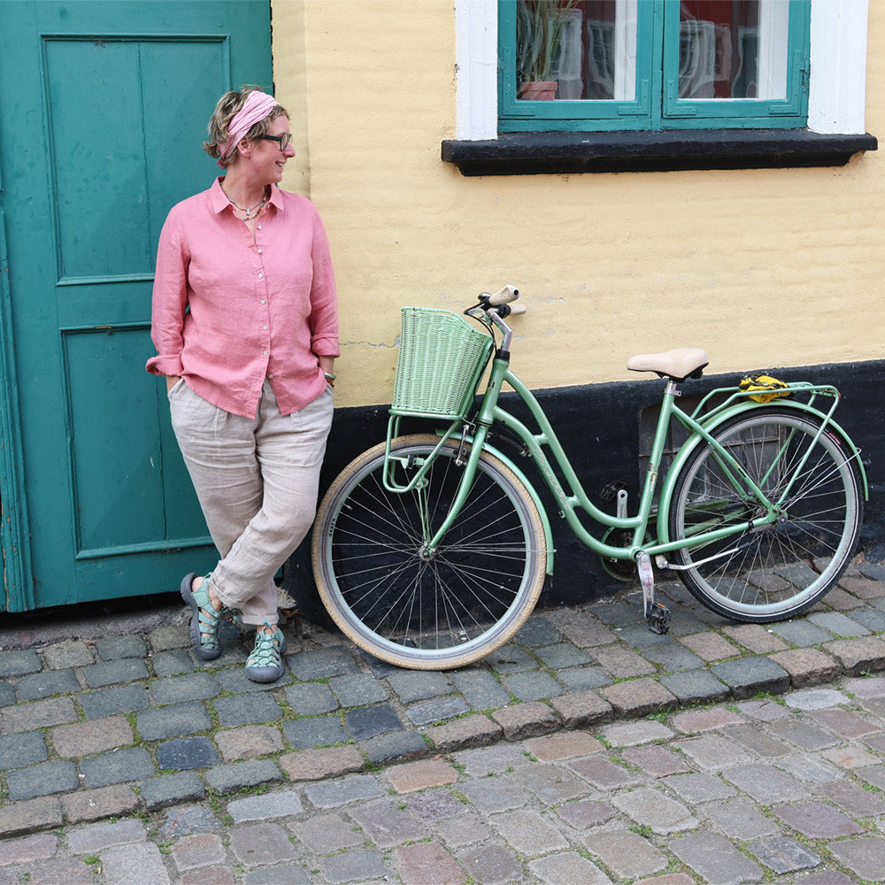 rosa skjorte hør dame