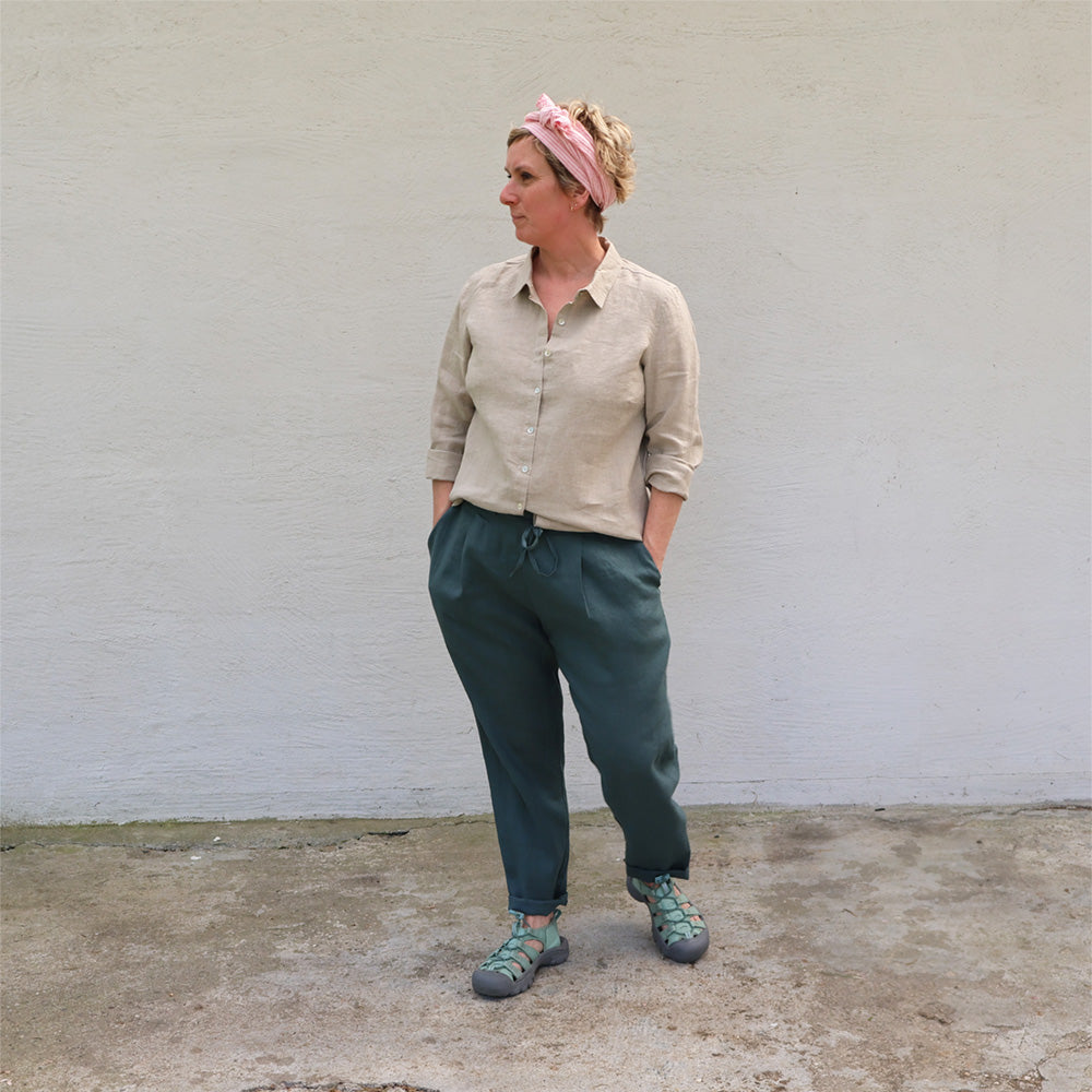 beige hørskjorte dame